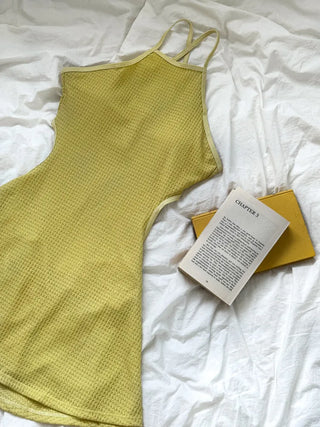 Halter Knit Slit All-in-One One-Piece Swimsuit