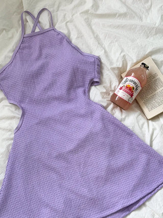 Halter Knit Slit All-in-One One-Piece Swimsuit