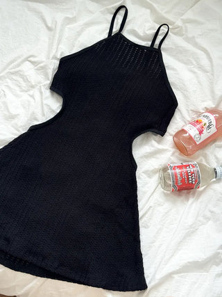 Halter Knit Slit All-in-One One-Piece Swimsuit