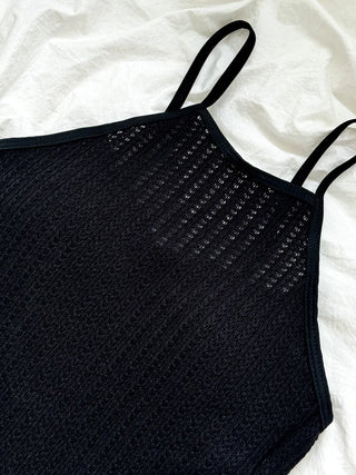 Halter Knit Slit All-in-One One-Piece Swimsuit
