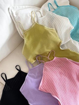 Halter Knit Slit All-in-One One-Piece Swimsuit