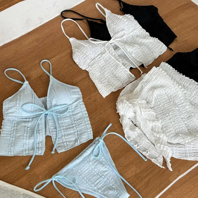 Wave Lace Skirt Bikini Swimsuit