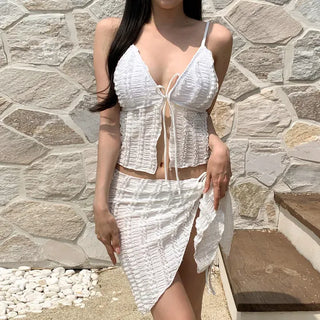 Wave Lace Skirt Bikini Swimsuit