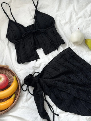Wave Lace Skirt Bikini Swimsuit