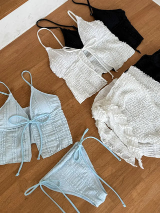 Wave Lace Skirt Bikini Swimsuit