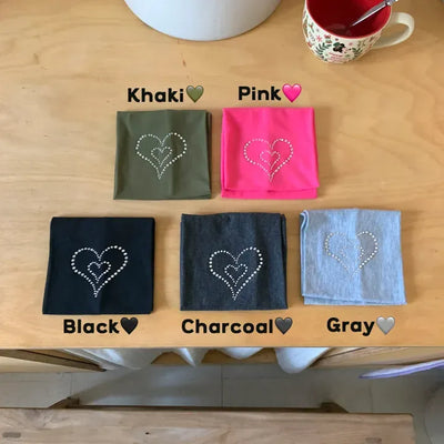 Double Heart Cubic Hotfix Wide Color Bandana Hairband