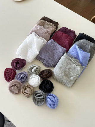 Lia Rose Brooch See-through Wrinkle Long Scarf