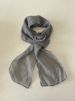 Lia Rose Brooch See-through Wrinkle Long Scarf