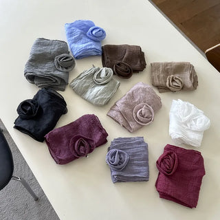 Lia Rose Brooch See-through Wrinkle Long Scarf