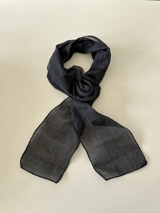 Lia Rose Brooch See-through Wrinkle Long Scarf