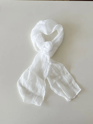 Lia Rose Brooch See-through Wrinkle Long Scarf