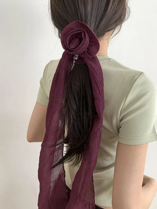 Lia Rose Brooch See-through Wrinkle Long Scarf