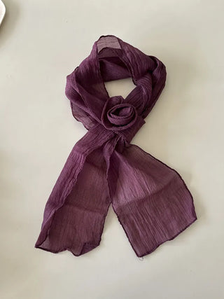 Lia Rose Brooch See-through Wrinkle Long Scarf