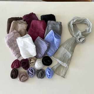 Lia Rose Brooch See-through Wrinkle Long Scarf