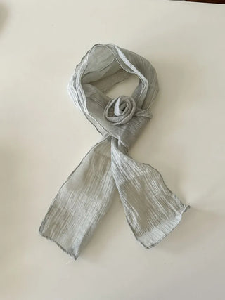 Lia Rose Brooch See-through Wrinkle Long Scarf