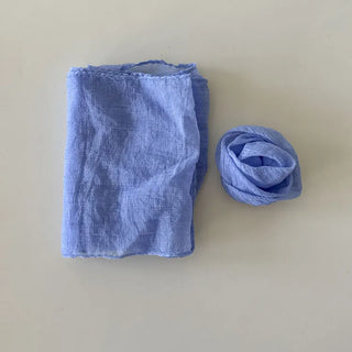 Lia Rose Brooch See-through Wrinkle Long Scarf