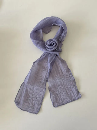Lia Rose Brooch See-through Wrinkle Long Scarf