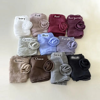 Lia Rose Brooch See-through Wrinkle Long Scarf
