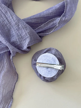 Lia Rose Brooch See-through Wrinkle Long Scarf