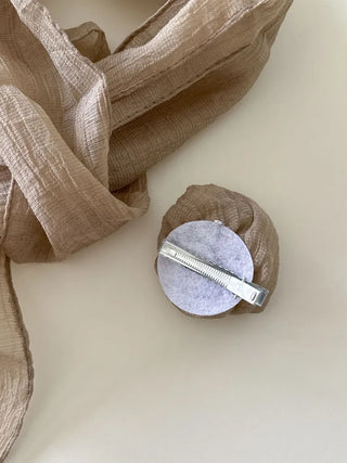 Lia Rose Brooch See-through Wrinkle Long Scarf