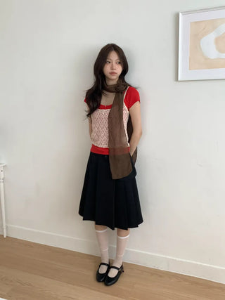 Lia Rose Brooch See-through Wrinkle Long Scarf