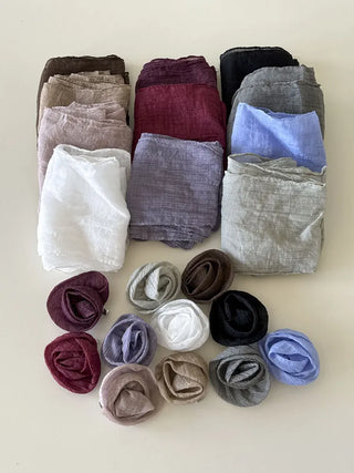 Lia Rose Brooch See-through Wrinkle Long Scarf
