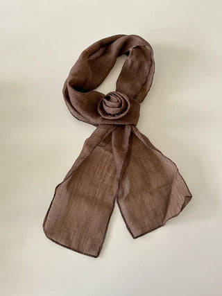 Lia Rose Brooch See-through Wrinkle Long Scarf