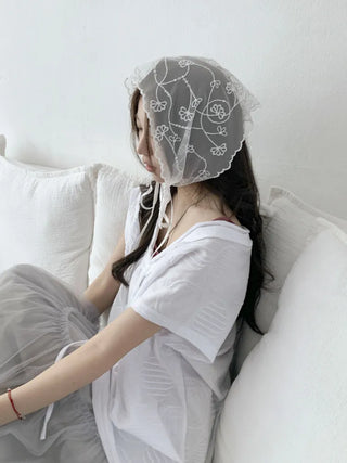 Dori Flower Chiffon See-through Triangle Scarf 7 Types
