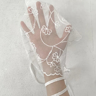 Dori Flower Chiffon See-through Triangle Scarf 7 Types