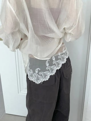 Dori Flower Chiffon See-through Triangle Scarf 7 Types