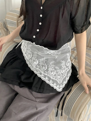 Dori Flower Chiffon See-through Triangle Scarf 7 Types