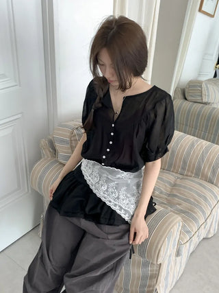 Dori Flower Chiffon See-through Triangle Scarf 7 Types