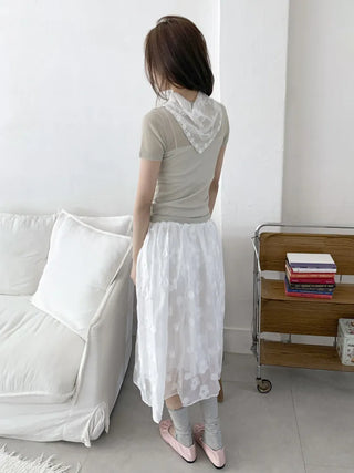 Dori Flower Chiffon See-through Triangle Scarf 7 Types