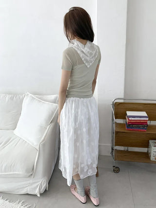 Dori Flower Chiffon See-through Triangle Scarf 7 Types