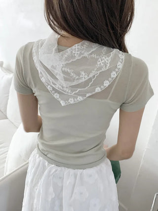 Dori Flower Chiffon See-through Triangle Scarf 7 Types