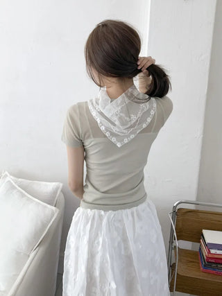Dori Flower Chiffon See-through Triangle Scarf 7 Types