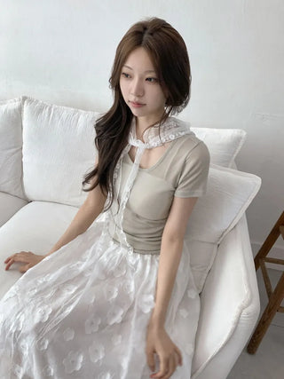 Dori Flower Chiffon See-through Triangle Scarf 7 Types