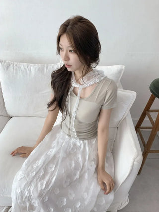 Dori Flower Chiffon See-through Triangle Scarf 7 Types