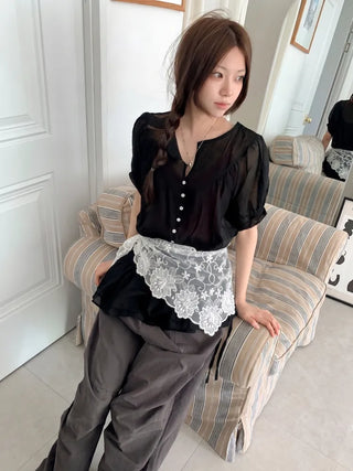 Dori Flower Chiffon See-through Triangle Scarf 7 Types