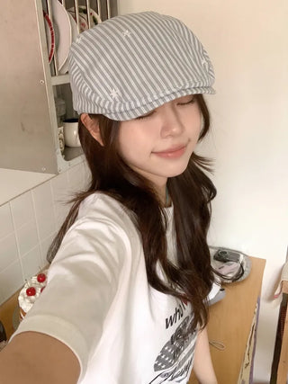 Didi Stripe Star Embroidered Hunting Cap