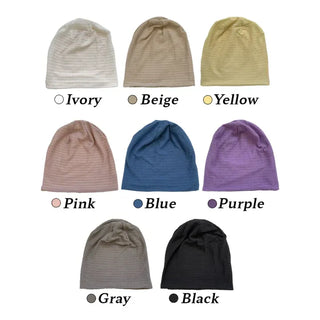 Soft Drape Stripe Loose Beanie Hat