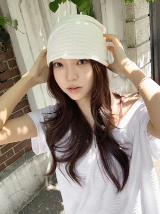Soft Drape Stripe Loose Beanie Hat