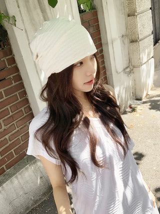 Soft Drape Stripe Loose Beanie Hat