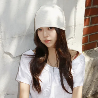 Soft Drape Stripe Loose Beanie Hat
