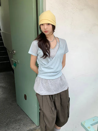 Soft Drape Stripe Loose Beanie Hat