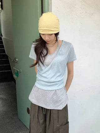 Soft Drape Stripe Loose Beanie Hat