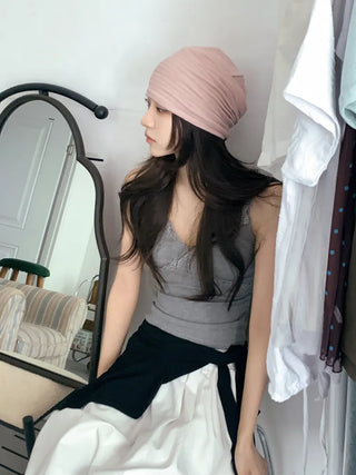 Soft Drape Stripe Loose Beanie Hat