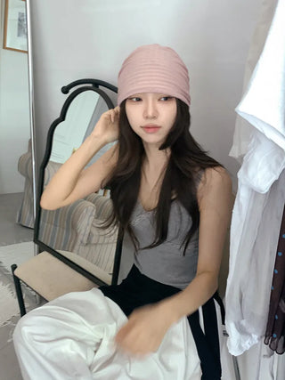 Soft Drape Stripe Loose Beanie Hat