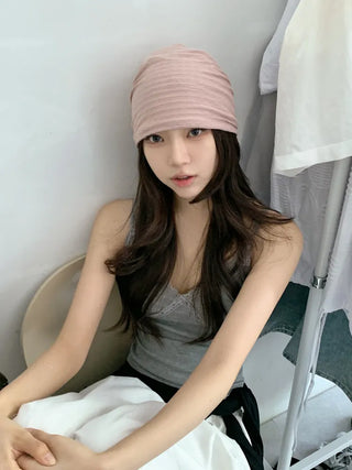 Soft Drape Stripe Loose Beanie Hat