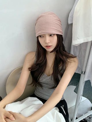 Soft Drape Stripe Loose Beanie Hat